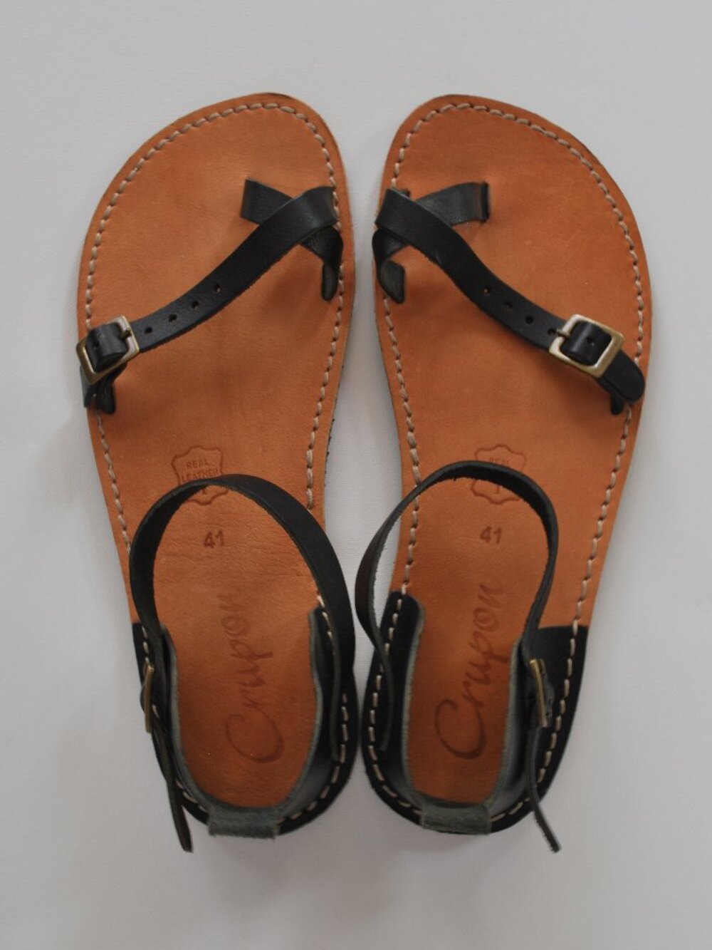 Crupon Nomade Barefoot Leather Sandal Black EU 41 US 10.5